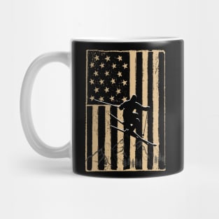 Vintage Skiing Us Flag Mug